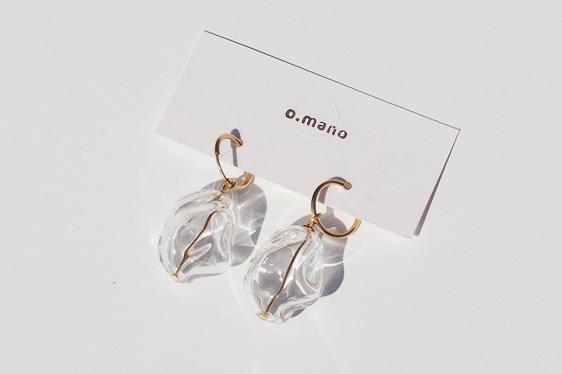 แก้ว ต่างหู สีใส - 14k gold filled and glass earrings