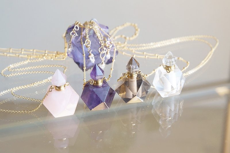 Gem Bottle Long Necklace-Aromaoil/Perfume- No.1-4/No.8,10 - - Long Necklaces - Gemstone Gold