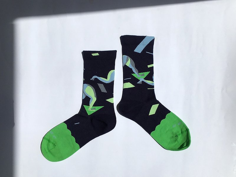 Fancy Footwork: Run: Apple Green - ถุงเท้า - ผ้าฝ้าย/ผ้าลินิน 