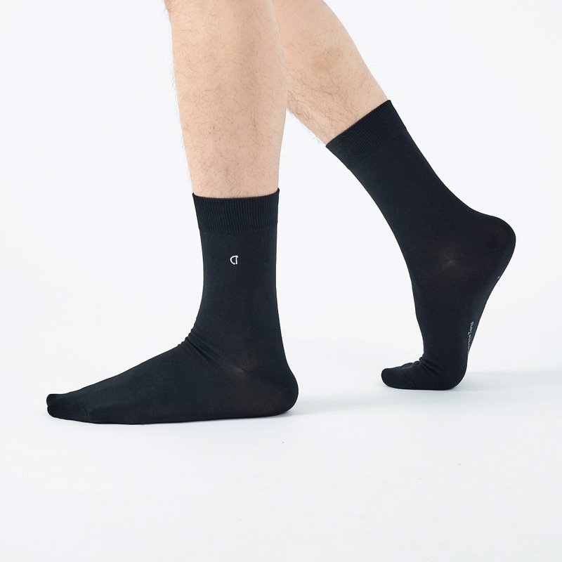 LOGO Embroidery Gentlemen's Socks / ブラック（L）-MIT抗菌デザインソックス - 靴下・ソックス - コットン・麻 ブラック
