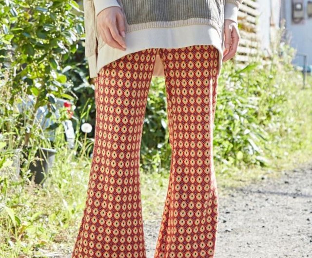 Popular Pre-Order] Retro Geometric Totem Flare Pants (3 Colors