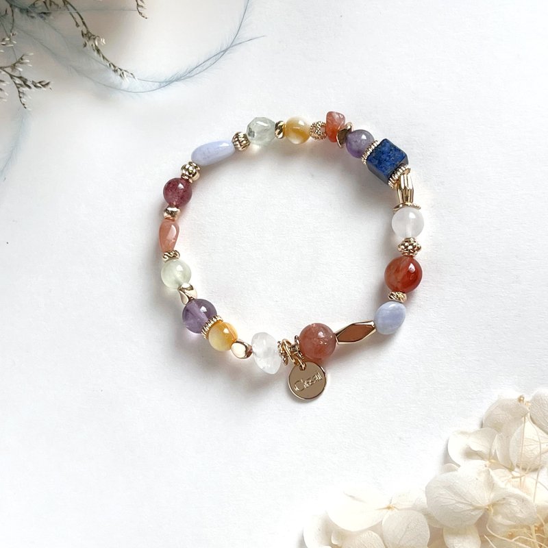 All-round improvement of purple ghost blue pattern agate Stone natural crystal bracelet - สร้อยข้อมือ - คริสตัล 