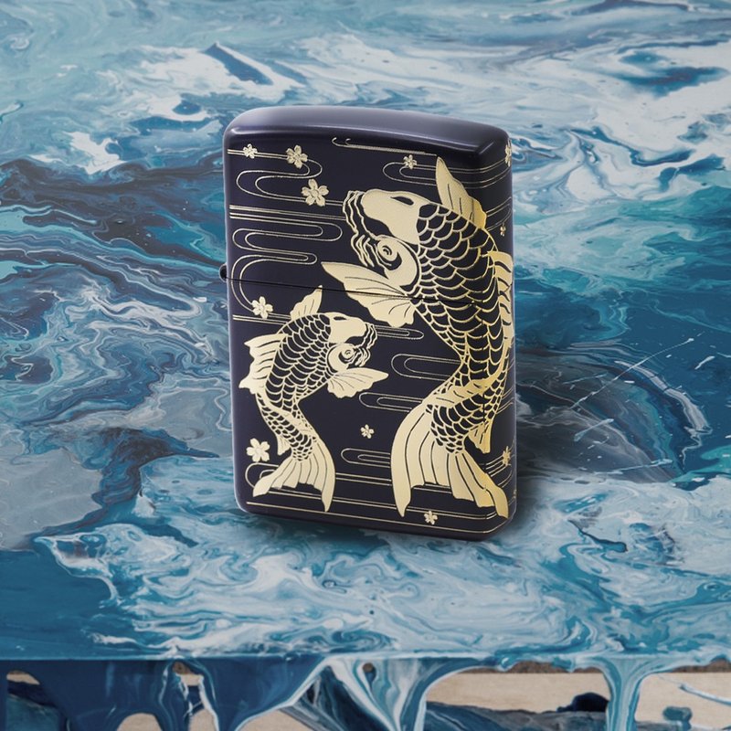 [ZIPPO Official Flagship Store] Sakura Carp (Black Bottom Gold) Windproof Lighter ZA-3-11A - อื่นๆ - ทองแดงทองเหลือง 