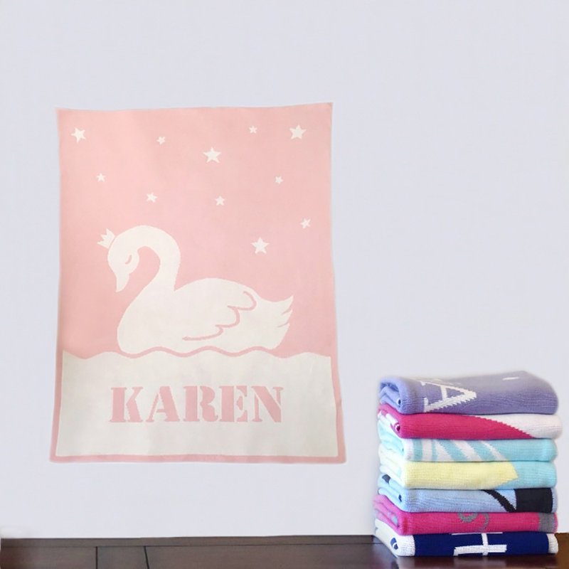 客製化姓名毯子・Swan 60x80cm - 彌月禮盒 - 其他材質 多色