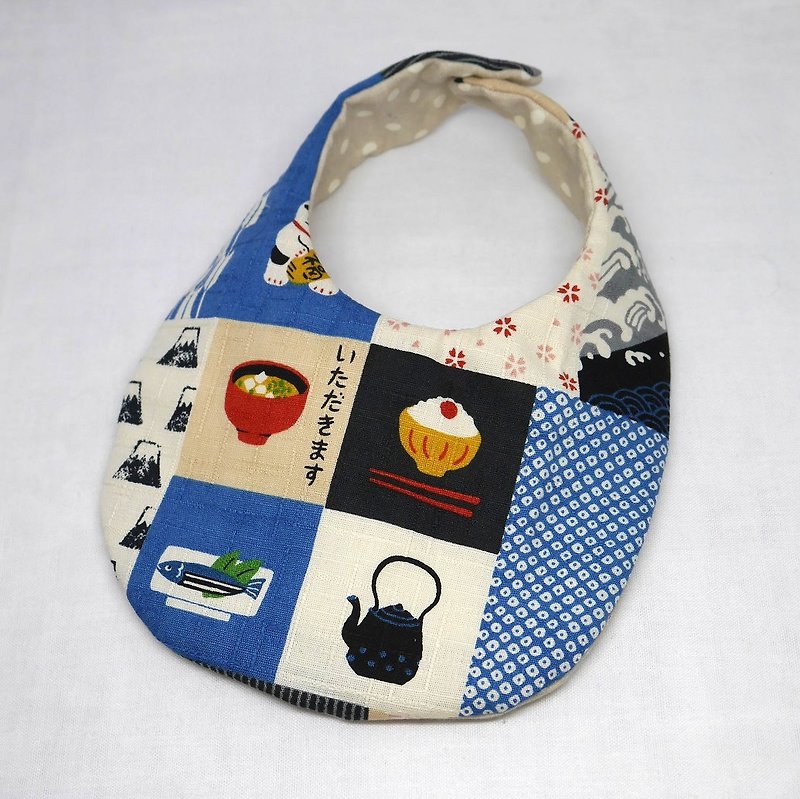 Japanese Handmade Baby Bib - スタイ - コットン・麻 ブルー