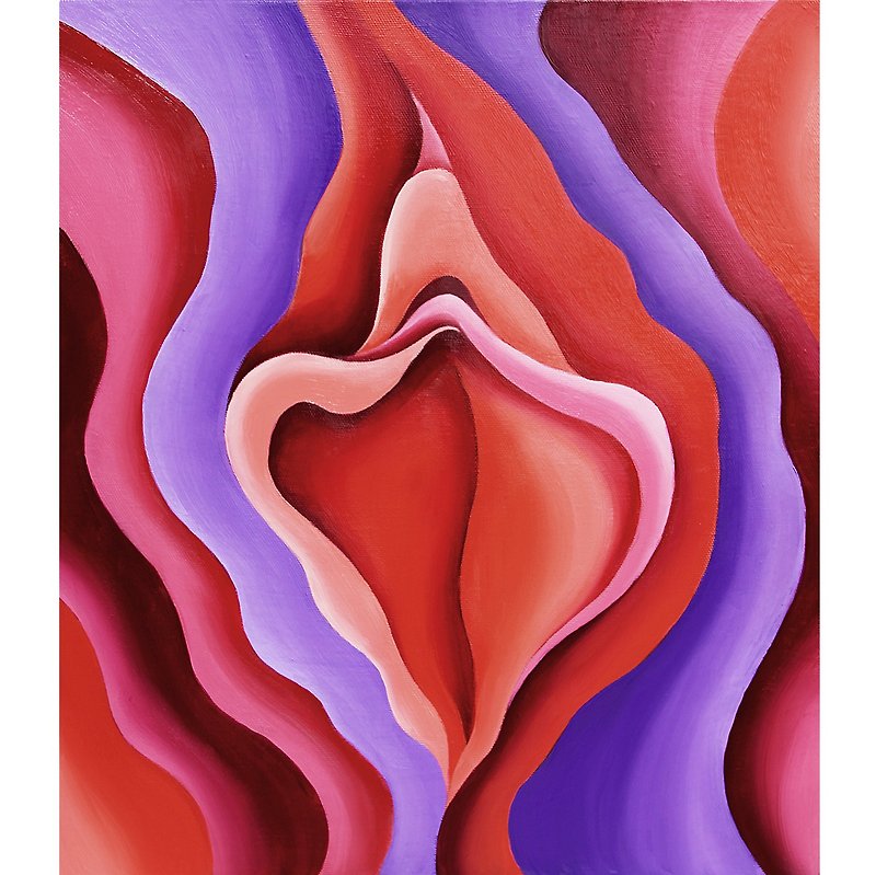 Yoni  Handmade Painting Vulva Original Art Vagina Artwok Abstract Wall  Art