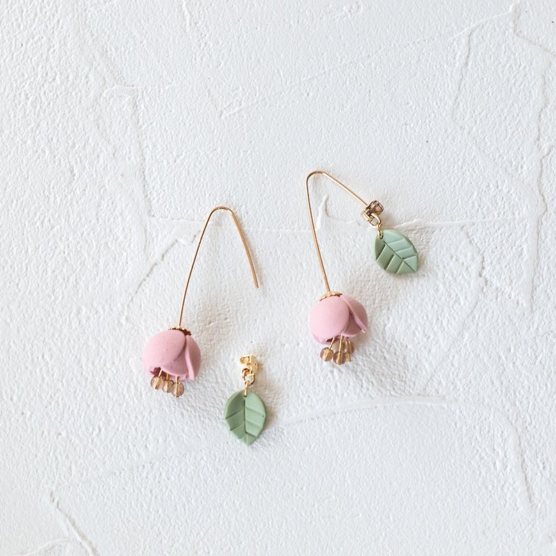 14KGF / Tsuribana Earrings / Matte Pink - Earrings & Clip-ons - Clay Pink