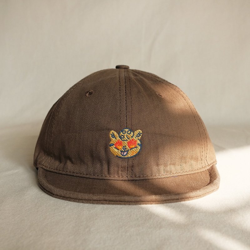 Bad Cat Short Hat/Good Morning Cat - Hats & Caps - Cotton & Hemp Brown