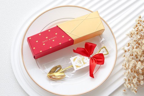 幸福朵朵 婚禮小物 花束禮物 時尚閃金包裝 金鏟子單支入 甜品金湯匙 緊產子 婚禮小物