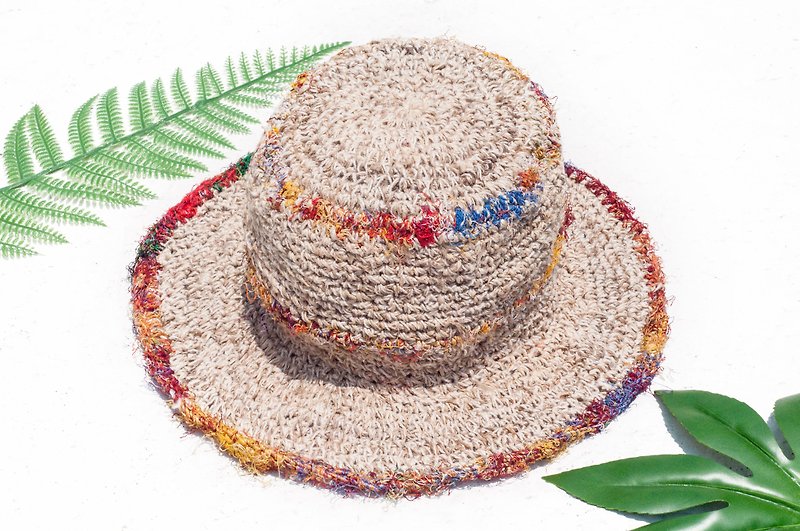 Hand-braided cotton Linen Sari cap / knit cap / hat / straw / straw hat - line South wind Sari - หมวก - ผ้าฝ้าย/ผ้าลินิน หลากหลายสี