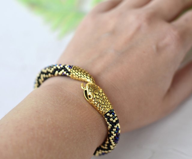 Snake bracelet, Gold snake bracelet for women, Ouroboros, Snake jewelry -  Shop IrisBeadsArt Bracelets - Pinkoi