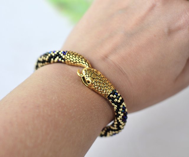 Snake bracelet, Gold snake bracelet for women, Ouroboros, Snake jewelry -  Shop IrisBeadsArt Bracelets - Pinkoi