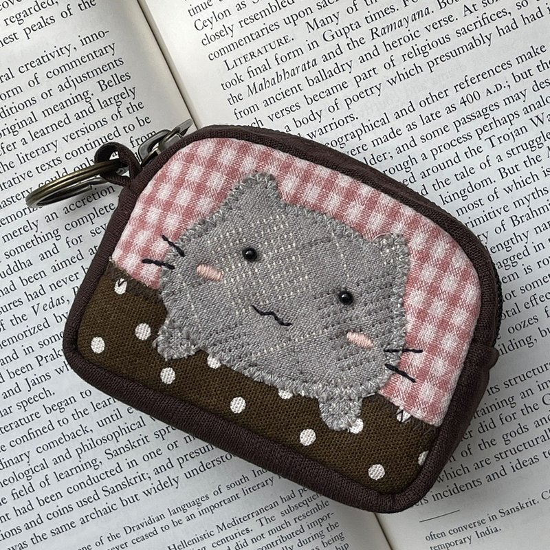 Mini cat coin purse - กระเป๋าใส่เหรียญ - ผ้าฝ้าย/ผ้าลินิน หลากหลายสี