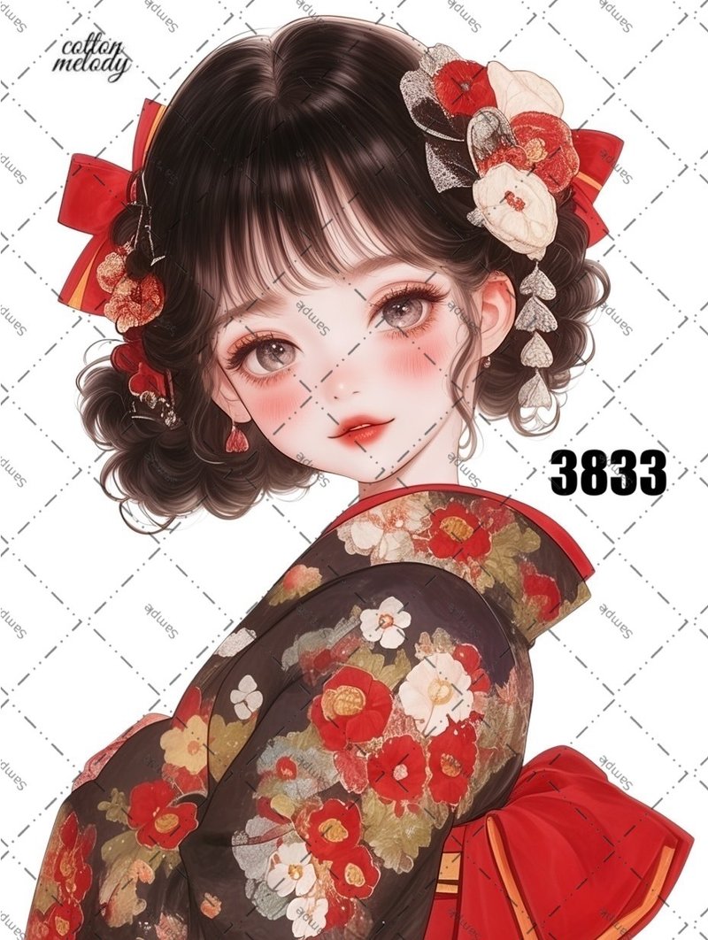 original sticker no.3833 人物ステッカー オリジナルステッカー オリジナル人物ステッカー 装飾ステッカー cotton melody - 貼紙 - 紙 