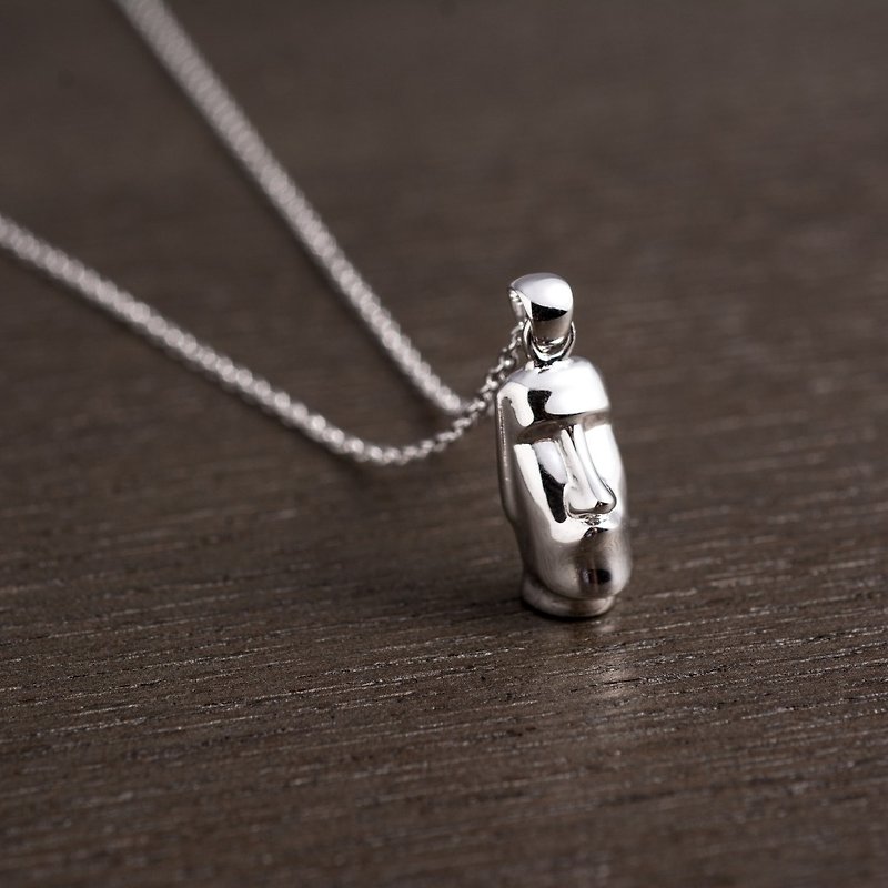 Moai Statues - Silver Necklace - Small - Necklaces - Other Metals Silver