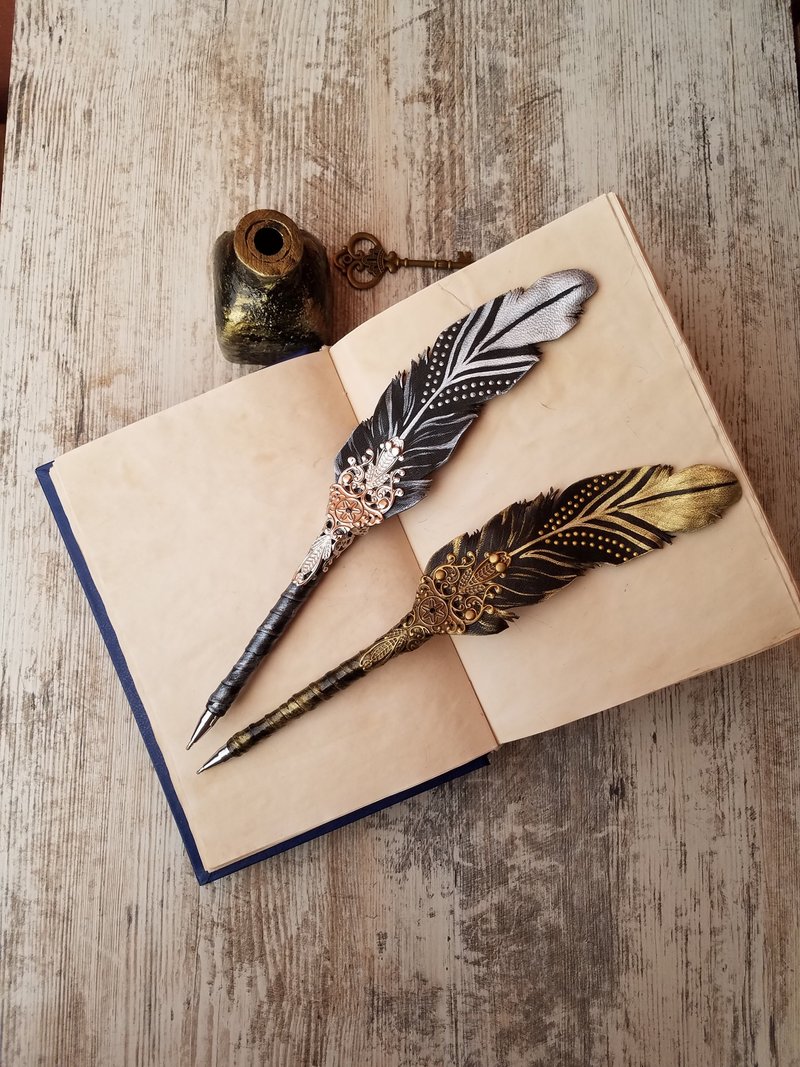 ballpoint pen,leather feather pen,wedding pen,dip pen,gift,gel pen,cosplay - 原子筆/中性筆 - 真皮 多色