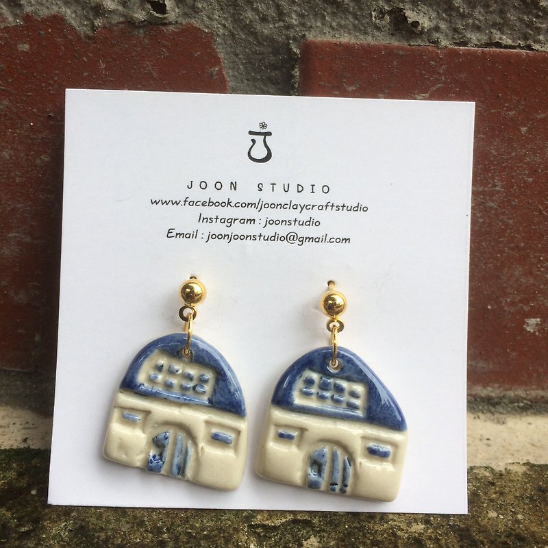 Tiny house earring - Earrings & Clip-ons - Pottery 
