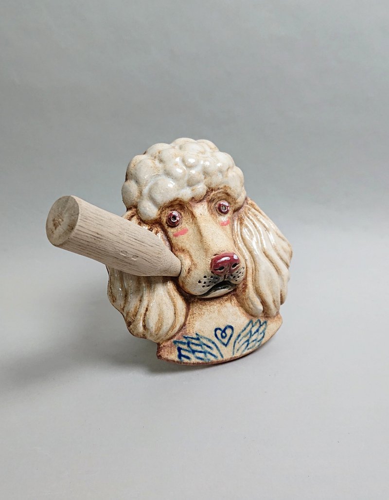 貴賓犬擴香器03(手工陶製品) - 香氛/精油/擴香 - 陶 白色