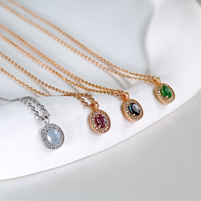 Stone/ Stone/Sapphire with [Classic] s925 sterling silver necklace || Exclusive edition - Necklaces - Sterling Silver Silver