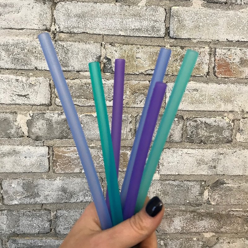 20cm 6-piece Silicone Environmental Protection Straw Set [2 Types]-GoSili USA - Reusable Straws - Silicone Blue