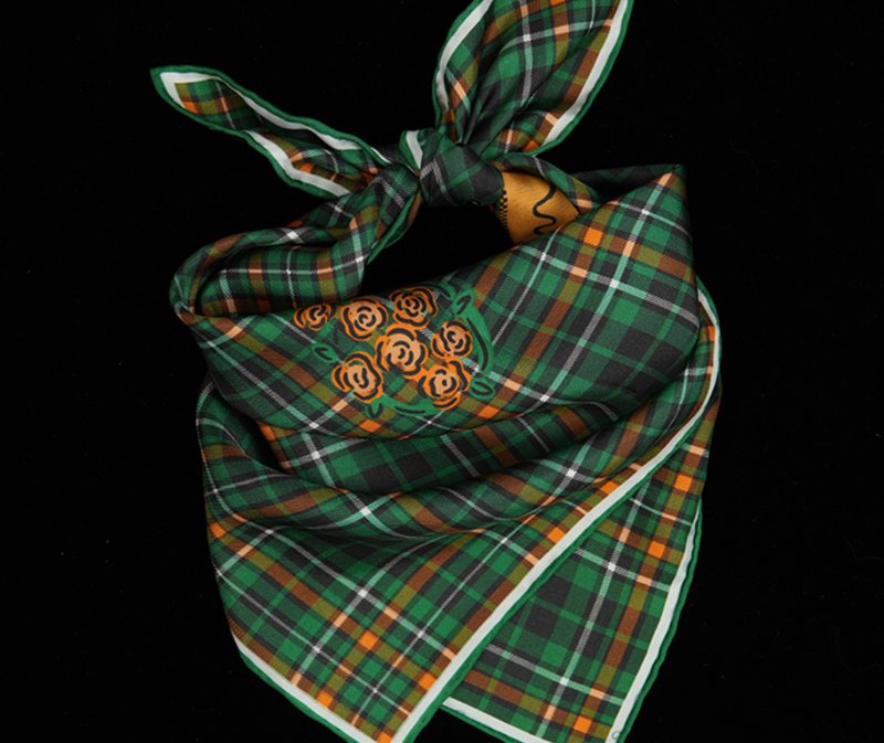 【彩虹格紋】法式復古/輕薄飄逸/真絲絲巾 - 絲巾 - 絲．絹 多色