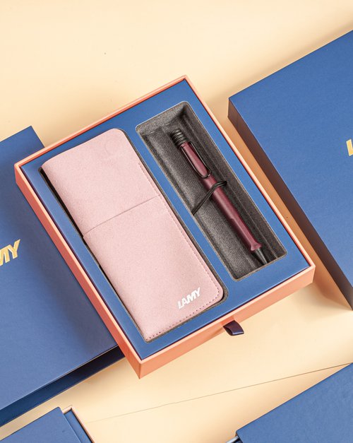LAMY TAIWAN 官方旗艦館 【雷雕刻字】LAMY 原子筆 磁吸筆套禮盒 / SAFARI / 紫紅色