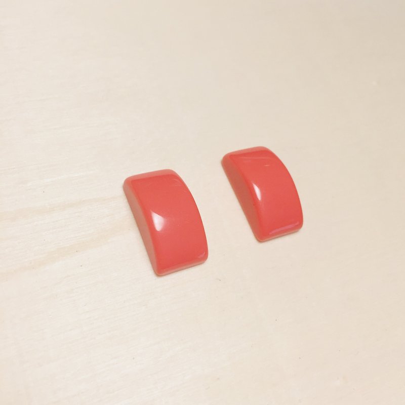 Vintage orange square earrings ear clip - Earrings & Clip-ons - Resin Orange