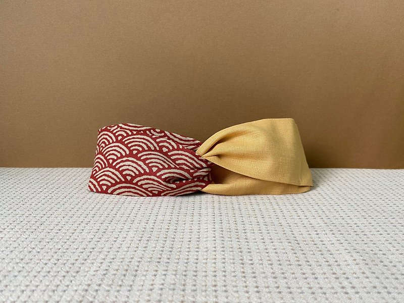 Double spell hairband / Japan Red WI-FI - Gold - ที่คาดผม - ผ้าฝ้าย/ผ้าลินิน สีทอง