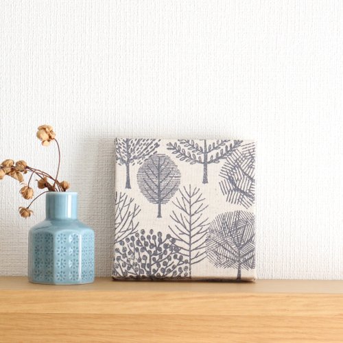 wt-factory 12x12cm ファブリックパネル 【スタンプツリー グレー】