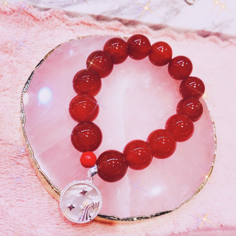 Red agate cinnabar love special special design - สร้อยข้อมือ - เงินแท้ หลากหลายสี