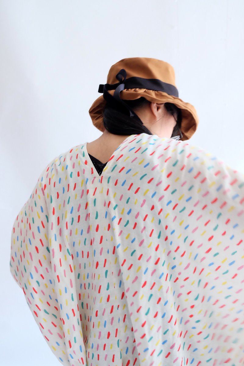 Japanese wide version V-neck square dress tender color - เสื้อผู้หญิง - ผ้าฝ้าย/ผ้าลินิน หลากหลายสี