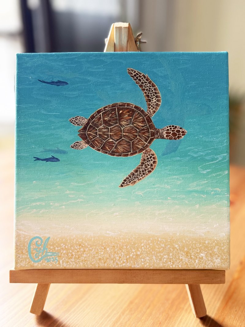 和我一起 迷你海龜6  With Me Mini Sea Turtle 6 - 似顏繪/客製畫 - 棉．麻 多色