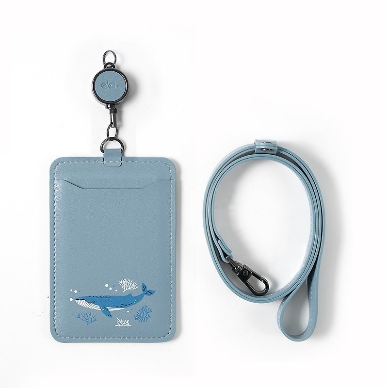 Double-sided induction ID card holder - Sleepwalking Whale Sea - ID & Badge Holders - Other Materials 