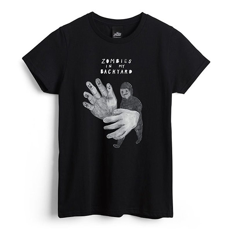 ステファンと彼の大きな手 - ブラック - 女性のTシャツ - Tシャツ - コットン・麻 ブラック