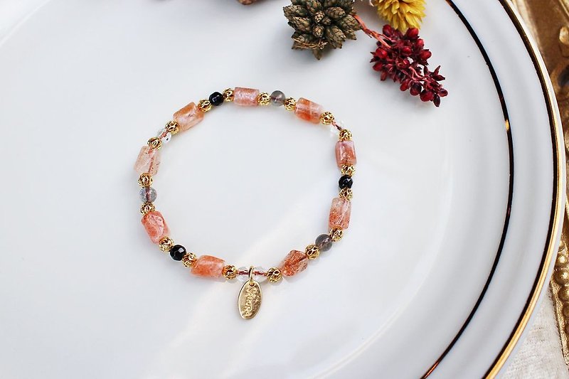 <Slow temperature natural stone series>C1211 sun stone bracelet - Bracelets - Gemstone 