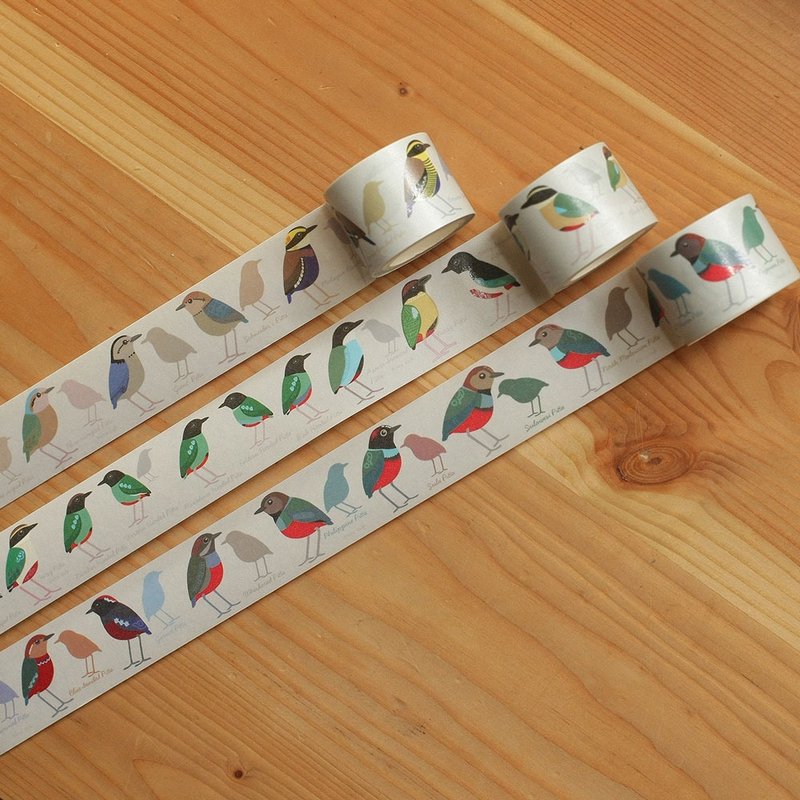 世界八色鳥和紙膠帶 - 紙膠帶/和紙/PET - 紙 多色