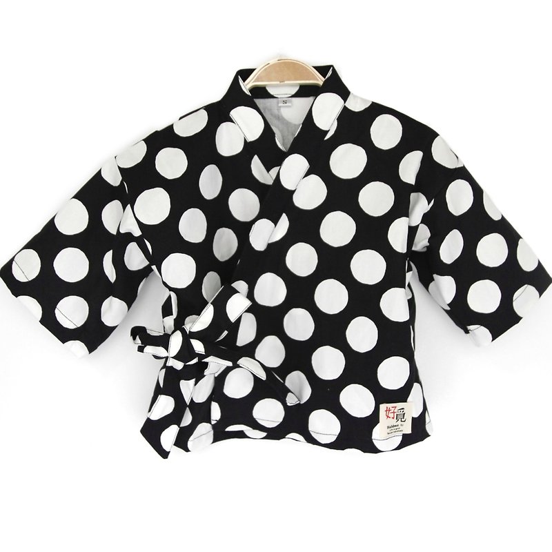 Hand made flat blouse - black sesame dumplings - Tops & T-Shirts - Cotton & Hemp Black
