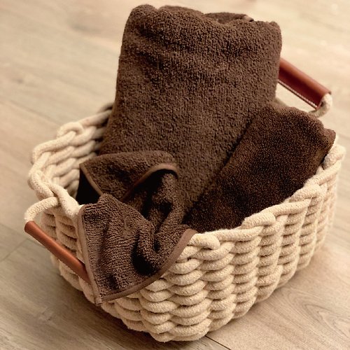 沐羽毛巾 吸濕快乾 MIT 豐厚款三件組-栗棕(浴巾、毛巾、方巾)