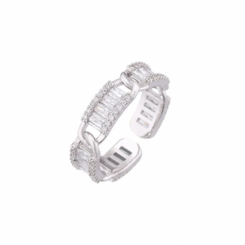 LUCIANO MILANO Dazzling Ring Sterling Silver Ring - แหวนทั่วไป - โลหะ สีเงิน