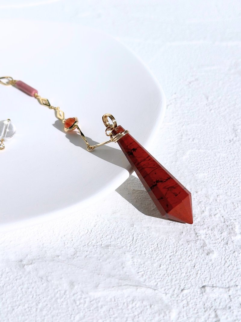 [Crystal Mine Pendulum] Red Jasper/Rhodonite/ Stone/Designed Pendulum - Charms - Crystal 