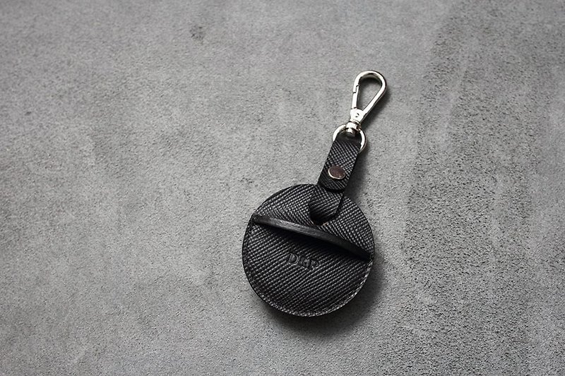 gogoro鑰匙皮套 活動鉤環款式 大十字紋黑 - 鑰匙圈/鑰匙包 - 真皮 黑色