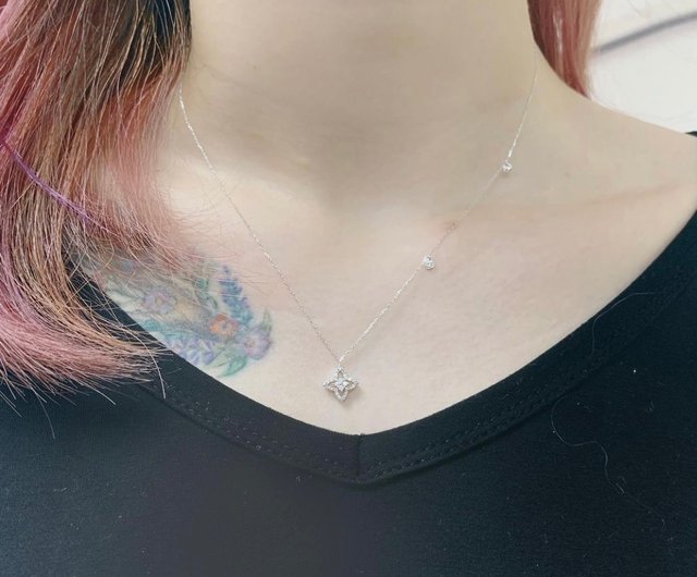 Made in Japan 18k 20 cents white gold classic real diamond