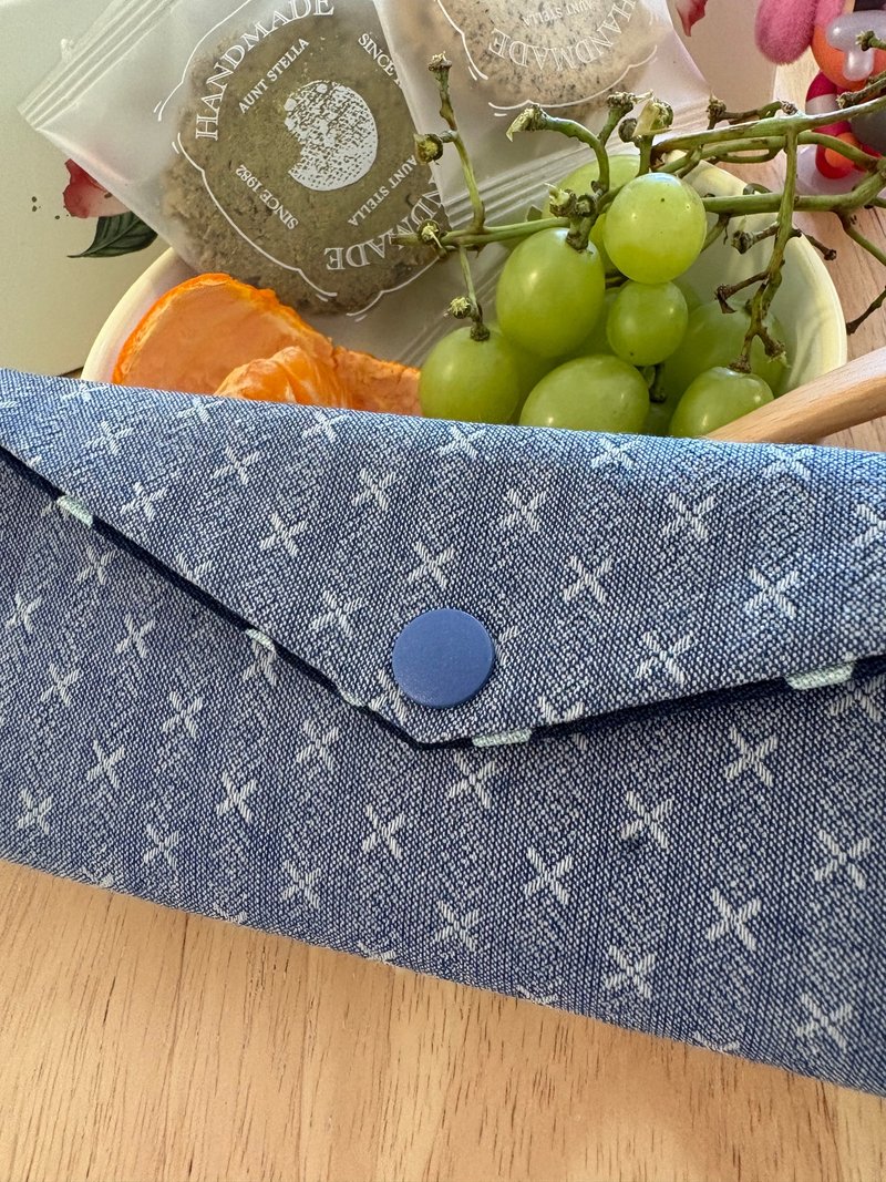 文青風エコ箸袋 名媛編み込み 上質マットブルー 厚手 日本 トレンドアイテム - 収納用品 - コットン・麻 ブルー