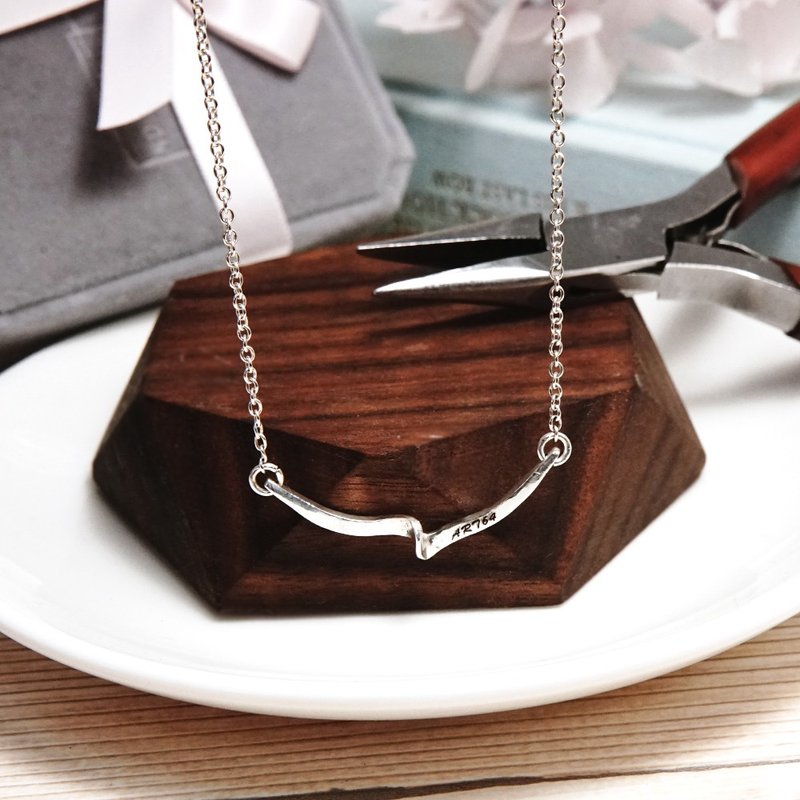 Flowing water necklace - laser engraved model [Kaohsiung limited special model] Kaohsiung goldsmith handmade silver jewelry experience class - งานโลหะ/เครื่องประดับ - เงินแท้ 