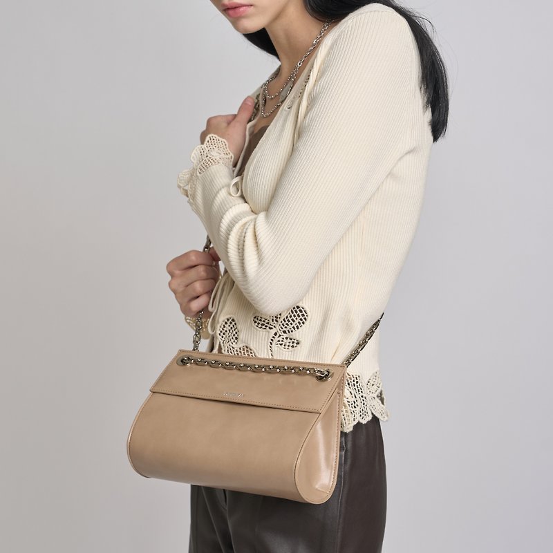 PEBBLE Bag (Beige Gray) - Messenger Bags & Sling Bags - Faux Leather Brown