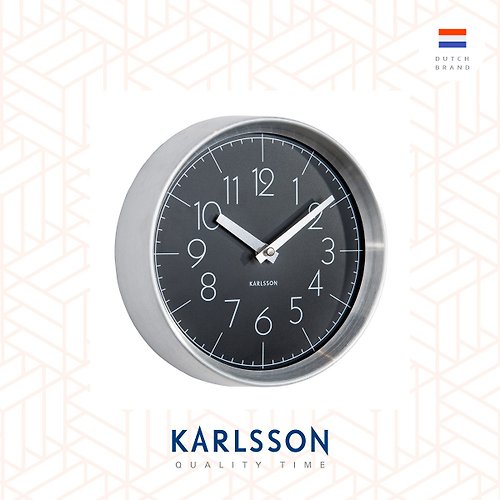 Ur Lifestyle Karlsson, Wall clock Convex glass black 凸玻璃鋁框掛鐘(黑)
