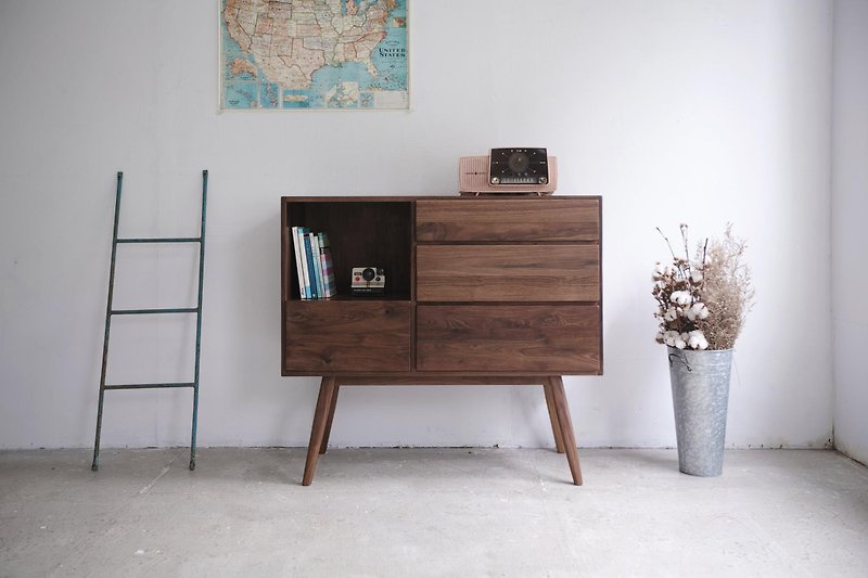 Meat coffee drawer solid wood high cabinet - ตู้เสื้อผ้า - ไม้ สีนำ้ตาล