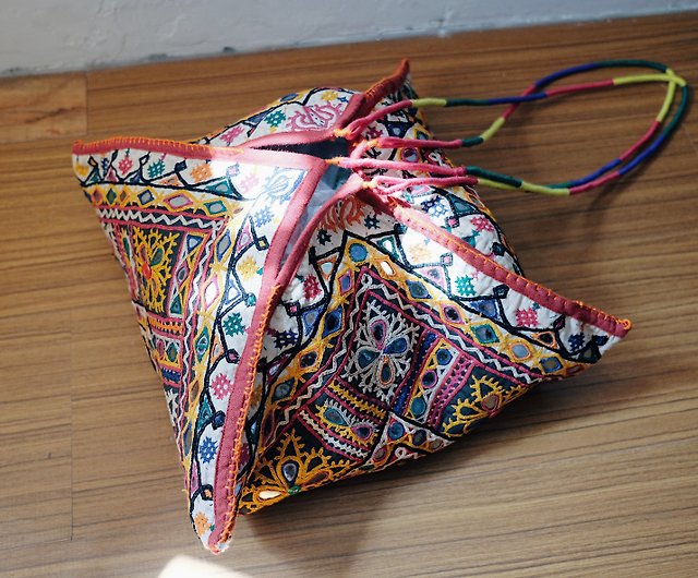 パキスタンの手作りアンティークミラー刺繡バッグ - ショップ