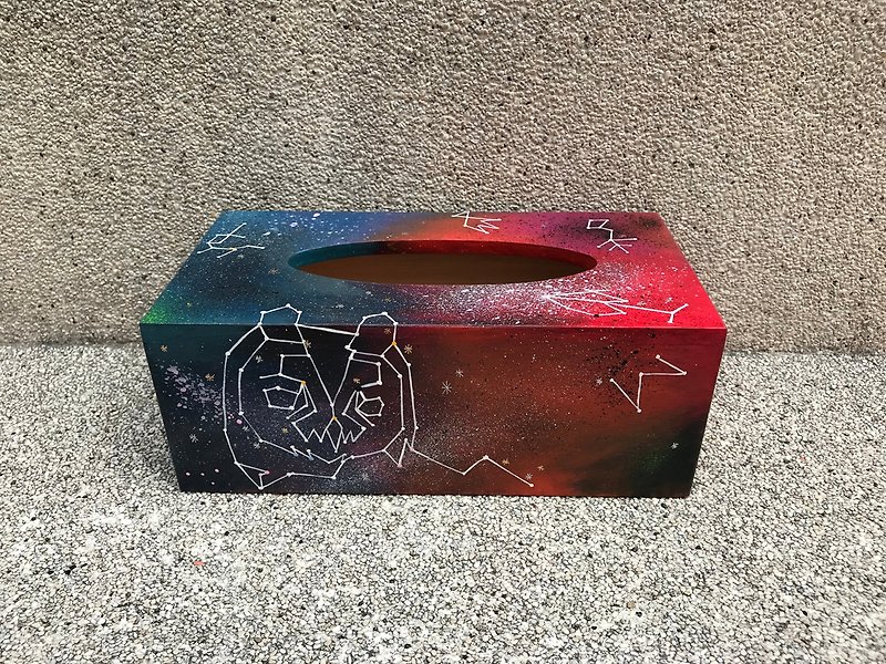 Hand drawn tissue paper box-owl constellation - กล่องเก็บของ - ไม้ หลากหลายสี