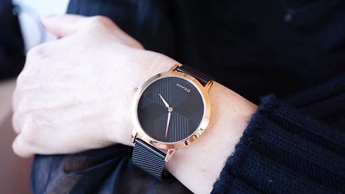 Ingenuity 匠心集 歐風設計手錶、黑色米蘭鋼帶